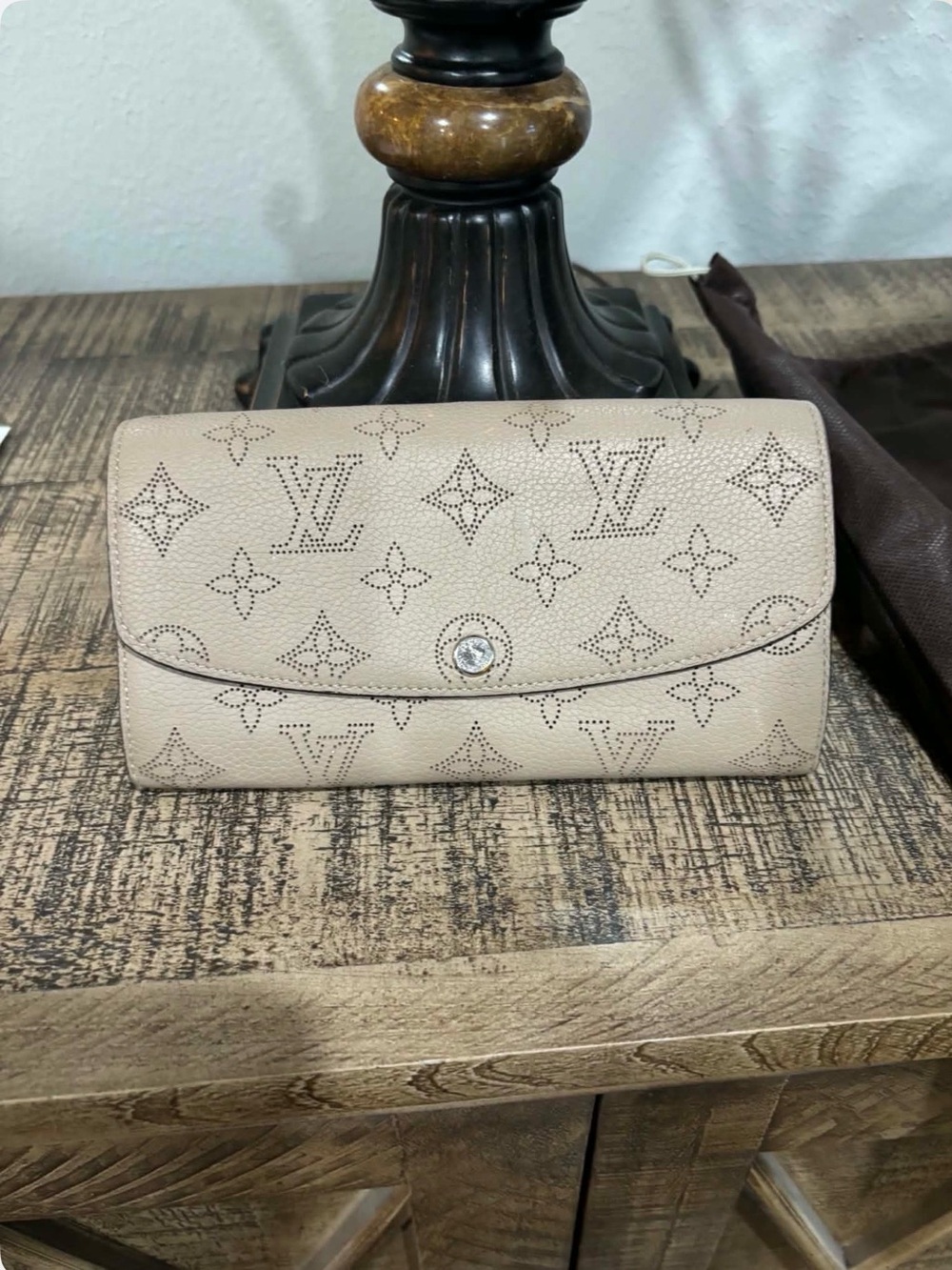 Louis Vuitton Perforated Monogram Flap Wallet in Beige